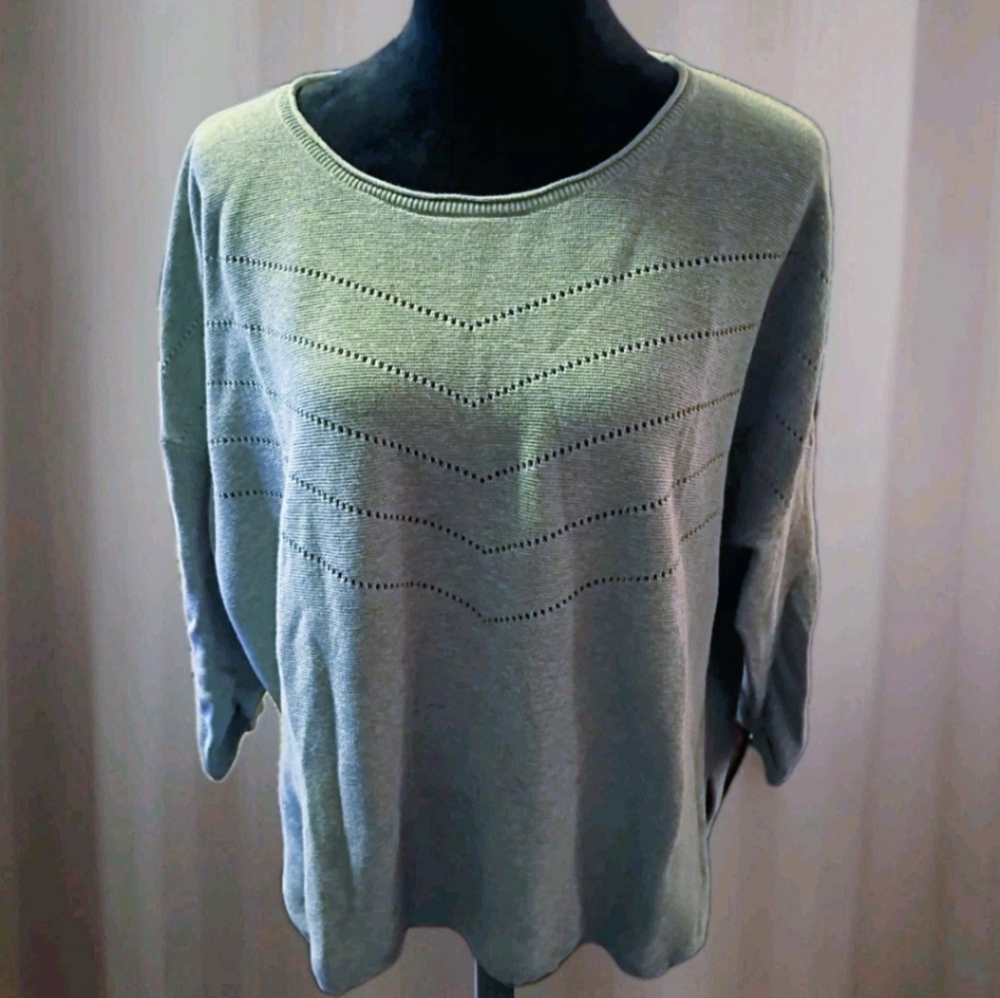WRAP of London Pointelle Sweater MOP Buttons